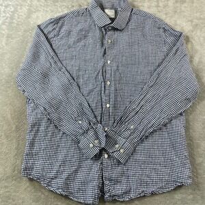 Murano Baird McNutt Linen Shirt Mens XXL Gingham Slim Fit Button Summer Resort